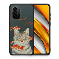 Thumbnail for Θήκη Xiaomi Poco F3 Cat Goldfish από τη Smartfits με σχέδιο στο πίσω μέρος και μαύρο περίβλημα | Xiaomi Poco F3 Cat Goldfish case with colorful back and black bezels