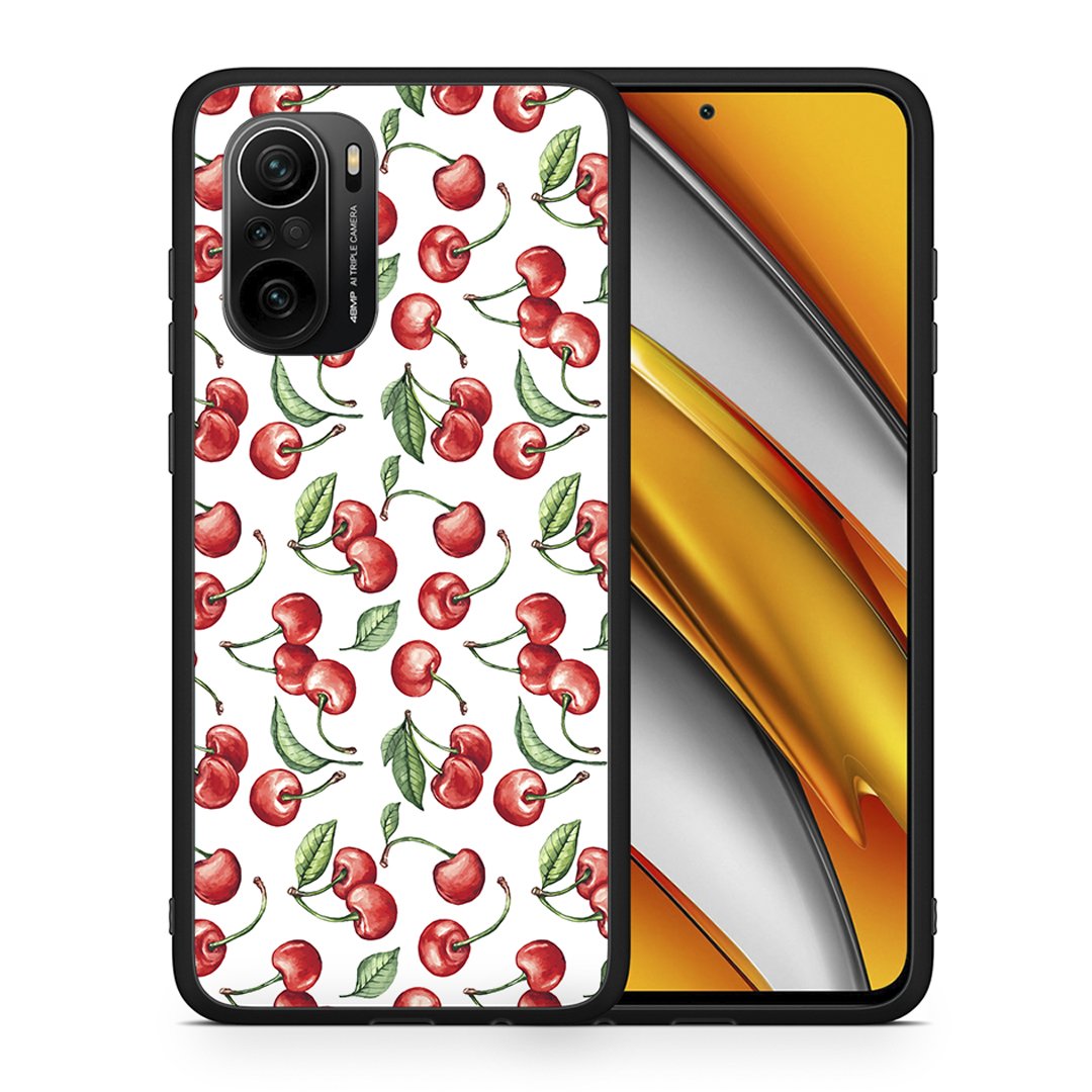 Θήκη Xiaomi Poco F3 Cherry Summer από τη Smartfits με σχέδιο στο πίσω μέρος και μαύρο περίβλημα | Xiaomi Poco F3 Cherry Summer case with colorful back and black bezels