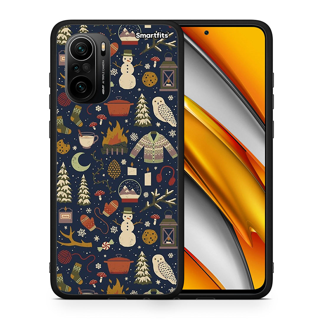 Θήκη Xiaomi Poco F3 Christmas Elements από τη Smartfits με σχέδιο στο πίσω μέρος και μαύρο περίβλημα | Xiaomi Poco F3 Christmas Elements case with colorful back and black bezels