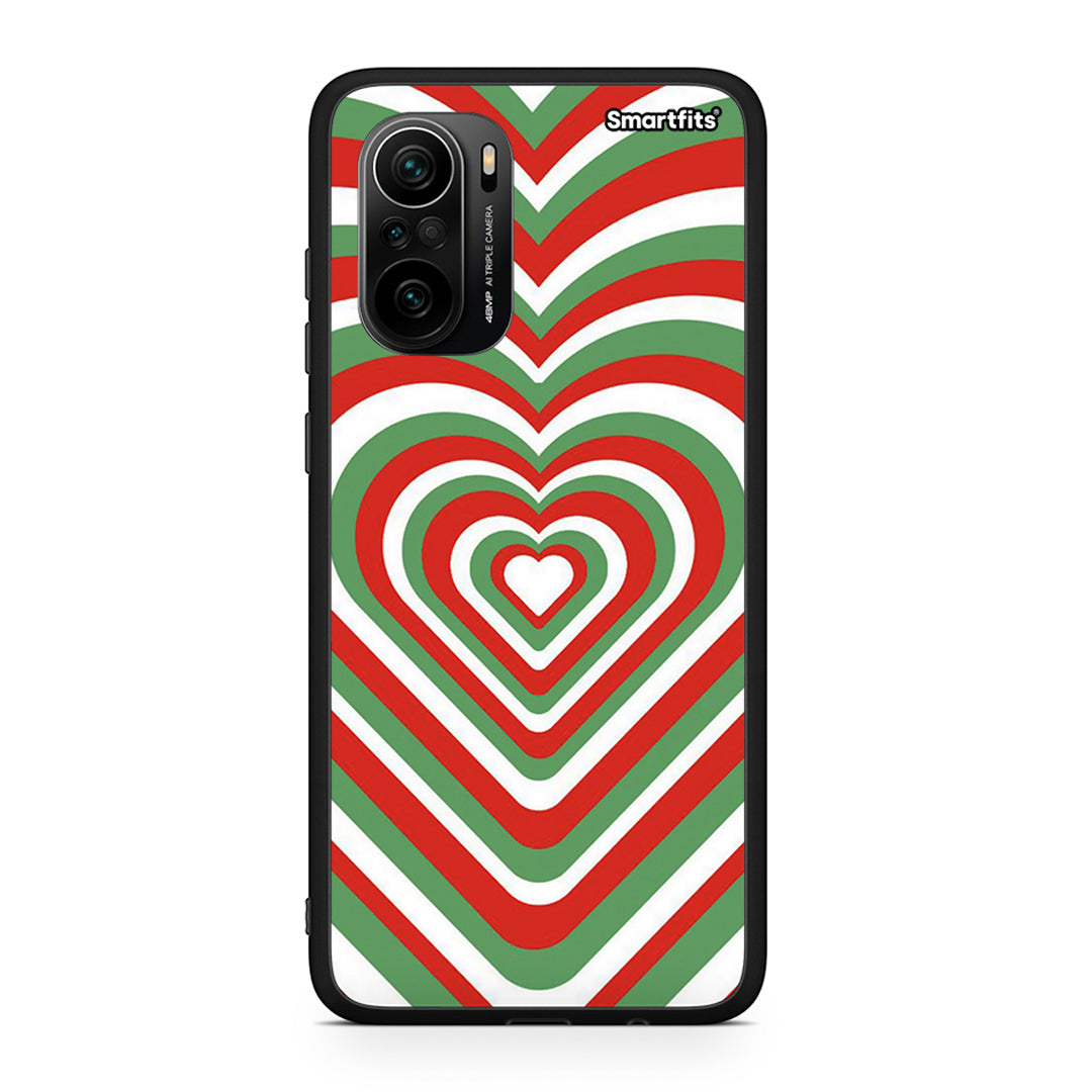 Xiaomi Mi 11i Christmas Hearts θήκη από τη Smartfits με σχέδιο στο πίσω μέρος και μαύρο περίβλημα | Smartphone case with colorful back and black bezels by Smartfits