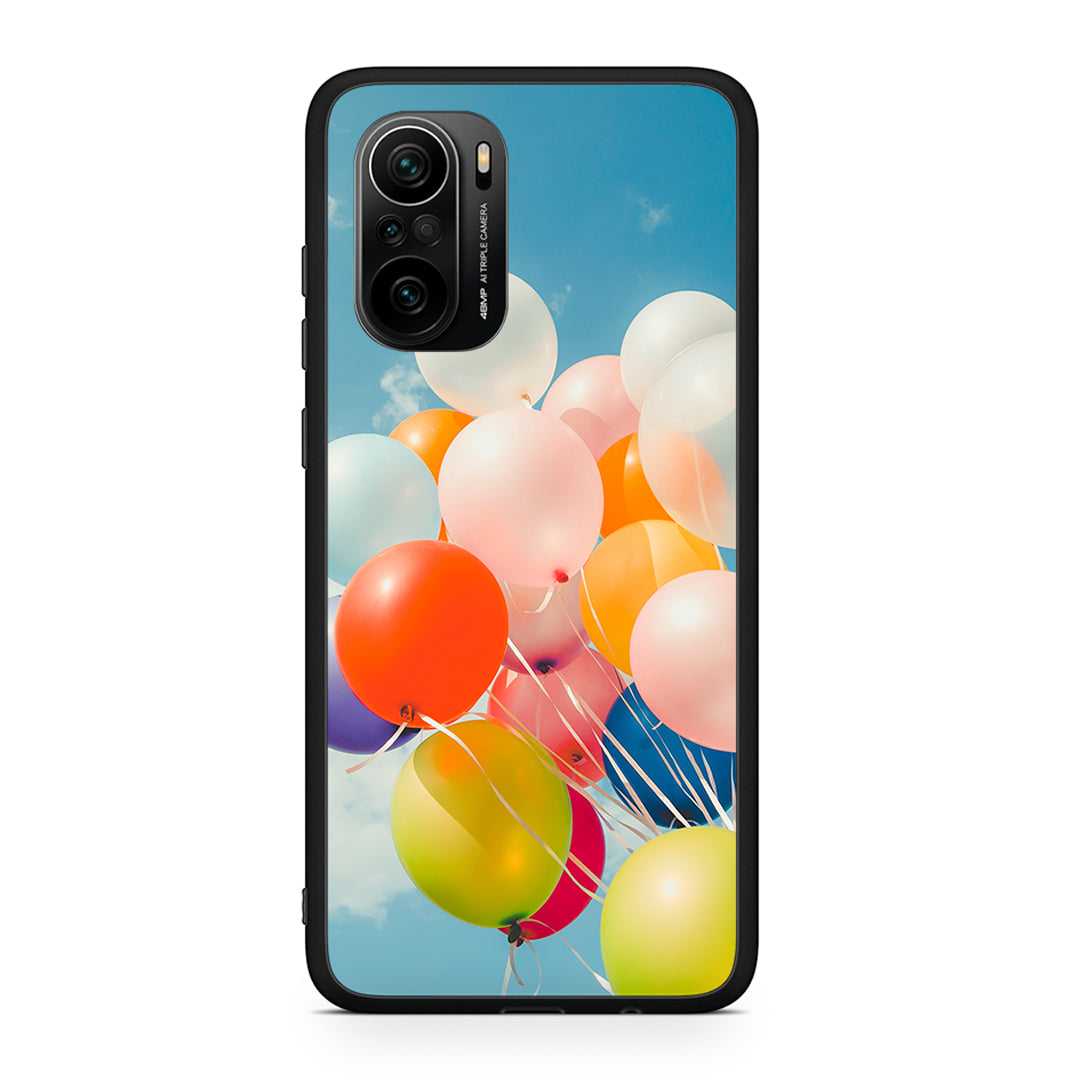 Xiaomi Poco F3 Colorful Balloons θήκη από τη Smartfits με σχέδιο στο πίσω μέρος και μαύρο περίβλημα | Smartphone case with colorful back and black bezels by Smartfits