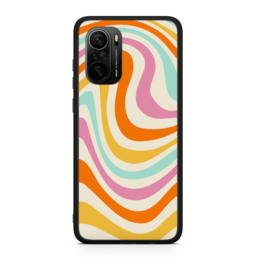 Xiaomi Poco F3 Colourful Waves θήκη από τη Smartfits με σχέδιο στο πίσω μέρος και μαύρο περίβλημα | Smartphone case with colorful back and black bezels by Smartfits