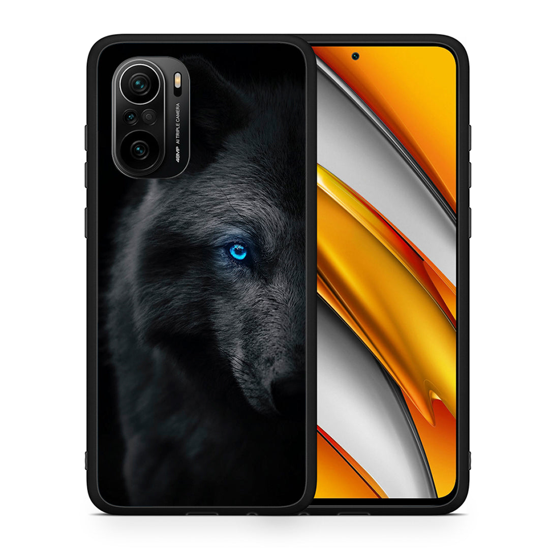 Θήκη Xiaomi Poco F3 Dark Wolf από τη Smartfits με σχέδιο στο πίσω μέρος και μαύρο περίβλημα | Xiaomi Poco F3 Dark Wolf case with colorful back and black bezels