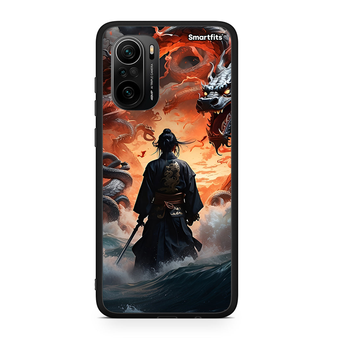 Xiaomi Poco F3 Dragons Fight θήκη από τη Smartfits με σχέδιο στο πίσω μέρος και μαύρο περίβλημα | Smartphone case with colorful back and black bezels by Smartfits