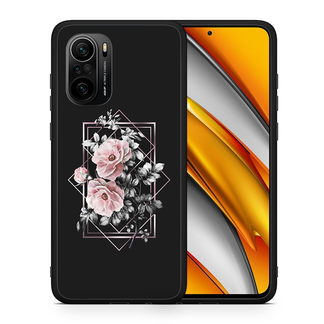 Θήκη Xiaomi Poco F3 Frame Flower από τη Smartfits με σχέδιο στο πίσω μέρος και μαύρο περίβλημα | Xiaomi Poco F3 Frame Flower case with colorful back and black bezels