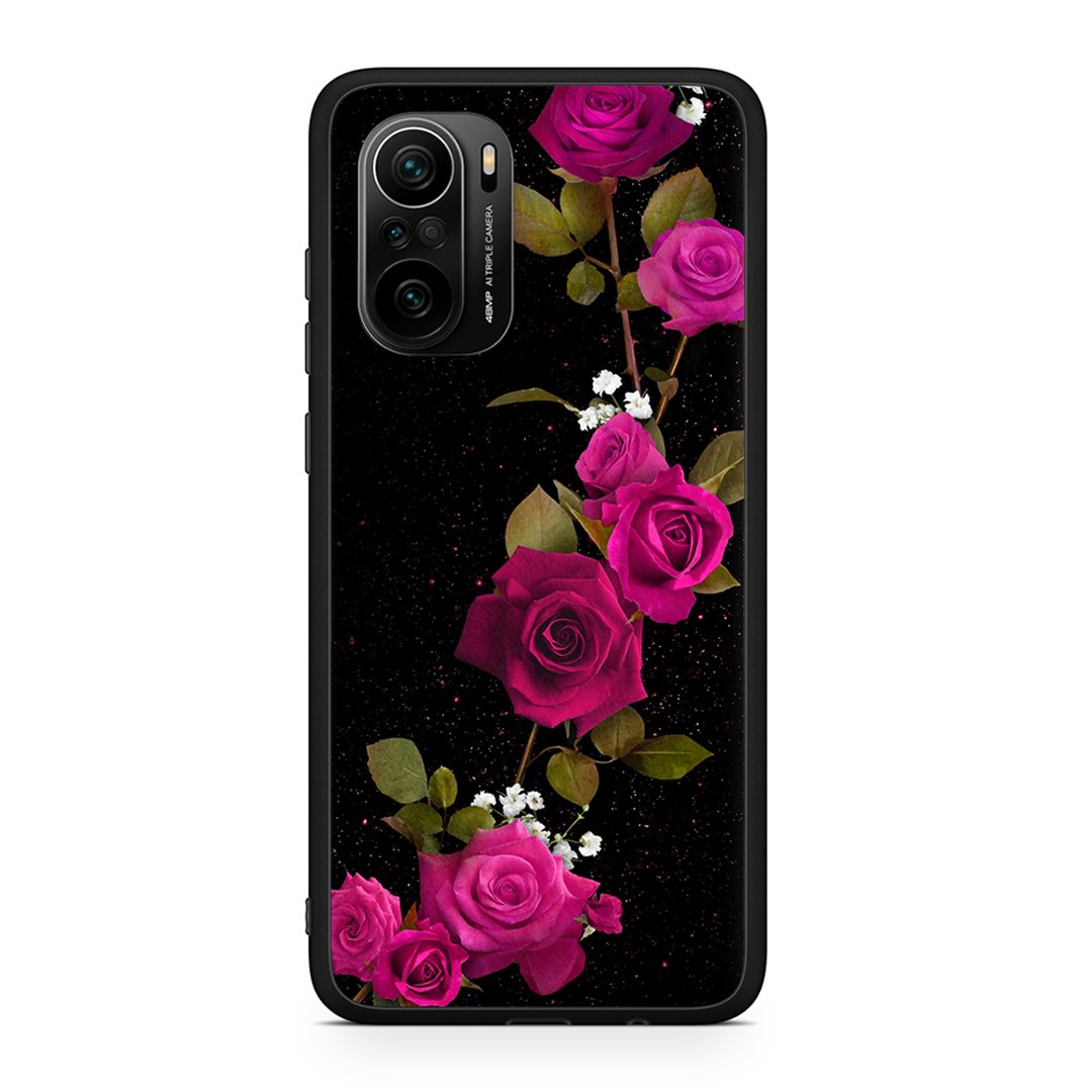 Xiaomi Mi 11i Red Roses Flower θήκη από τη Smartfits με σχέδιο στο πίσω μέρος και μαύρο περίβλημα | Smartphone case with colorful back and black bezels by Smartfits