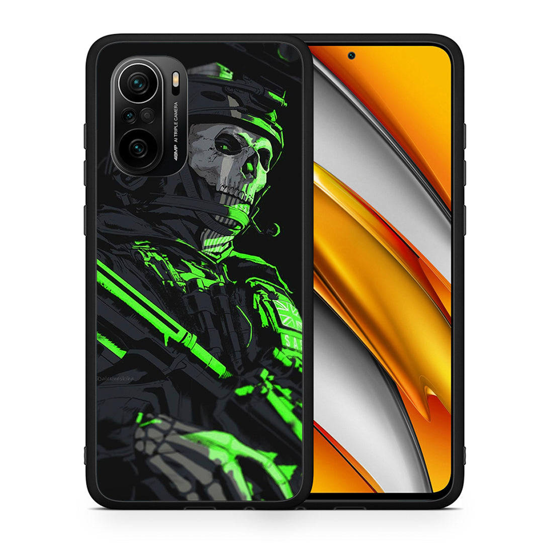 Θήκη Αγίου Βαλεντίνου Xiaomi Poco F3 Green Soldier από τη Smartfits με σχέδιο στο πίσω μέρος και μαύρο περίβλημα | Xiaomi Poco F3 Green Soldier case with colorful back and black bezels