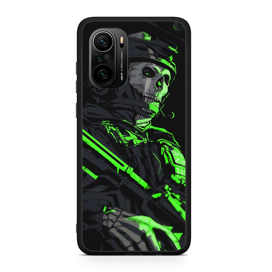 Xiaomi Poco F3 Green Soldier Θήκη Αγίου Βαλεντίνου από τη Smartfits με σχέδιο στο πίσω μέρος και μαύρο περίβλημα | Smartphone case with colorful back and black bezels by Smartfits