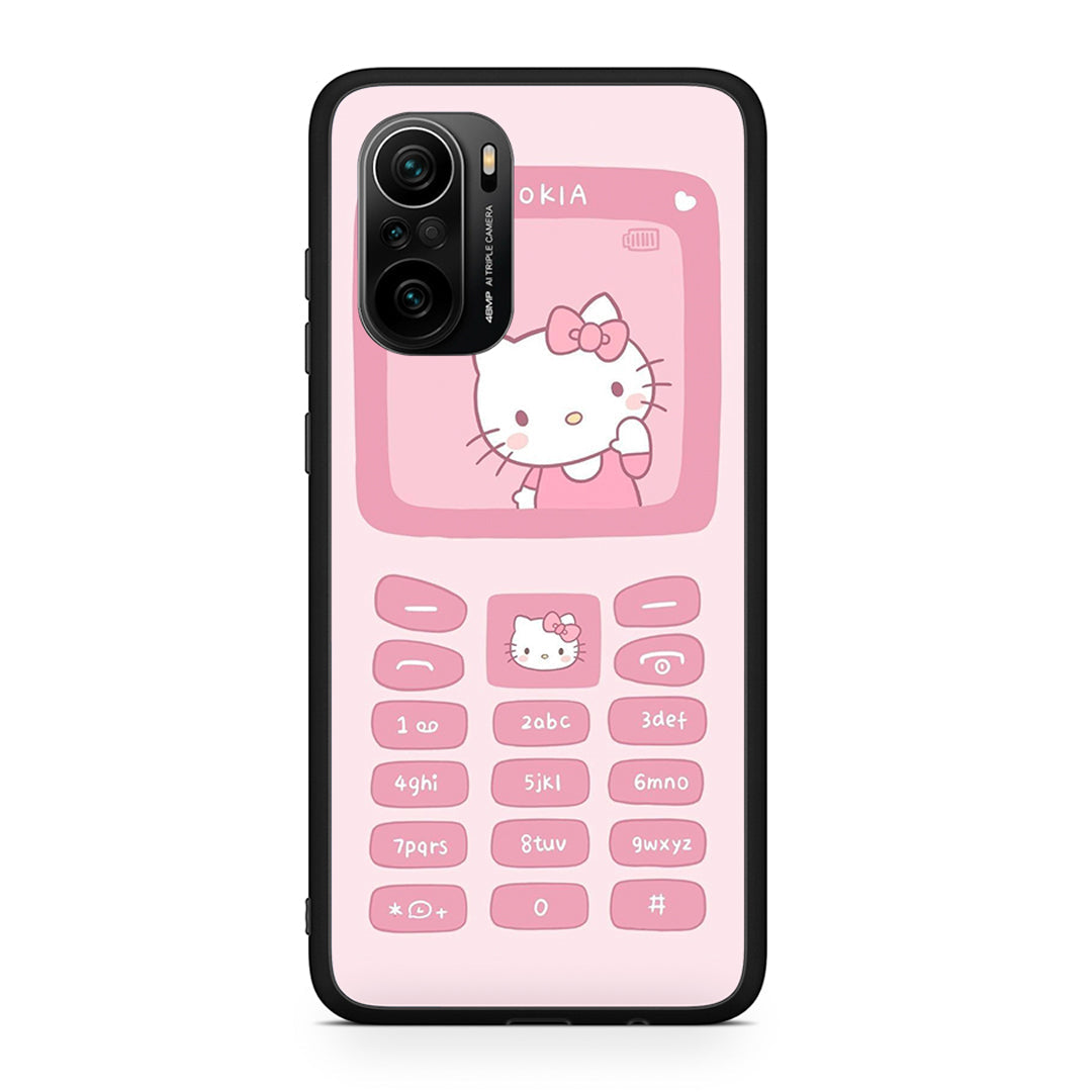 Xiaomi Poco F3 Hello Kitten Θήκη Αγίου Βαλεντίνου από τη Smartfits με σχέδιο στο πίσω μέρος και μαύρο περίβλημα | Smartphone case with colorful back and black bezels by Smartfits