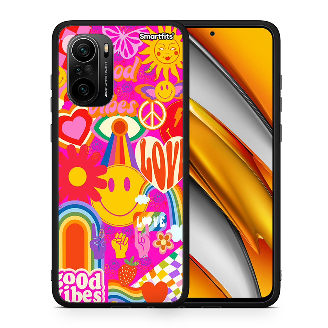 Θήκη Xiaomi Mi 11i Hippie Love από τη Smartfits με σχέδιο στο πίσω μέρος και μαύρο περίβλημα | Xiaomi Mi 11i Hippie Love case with colorful back and black bezels