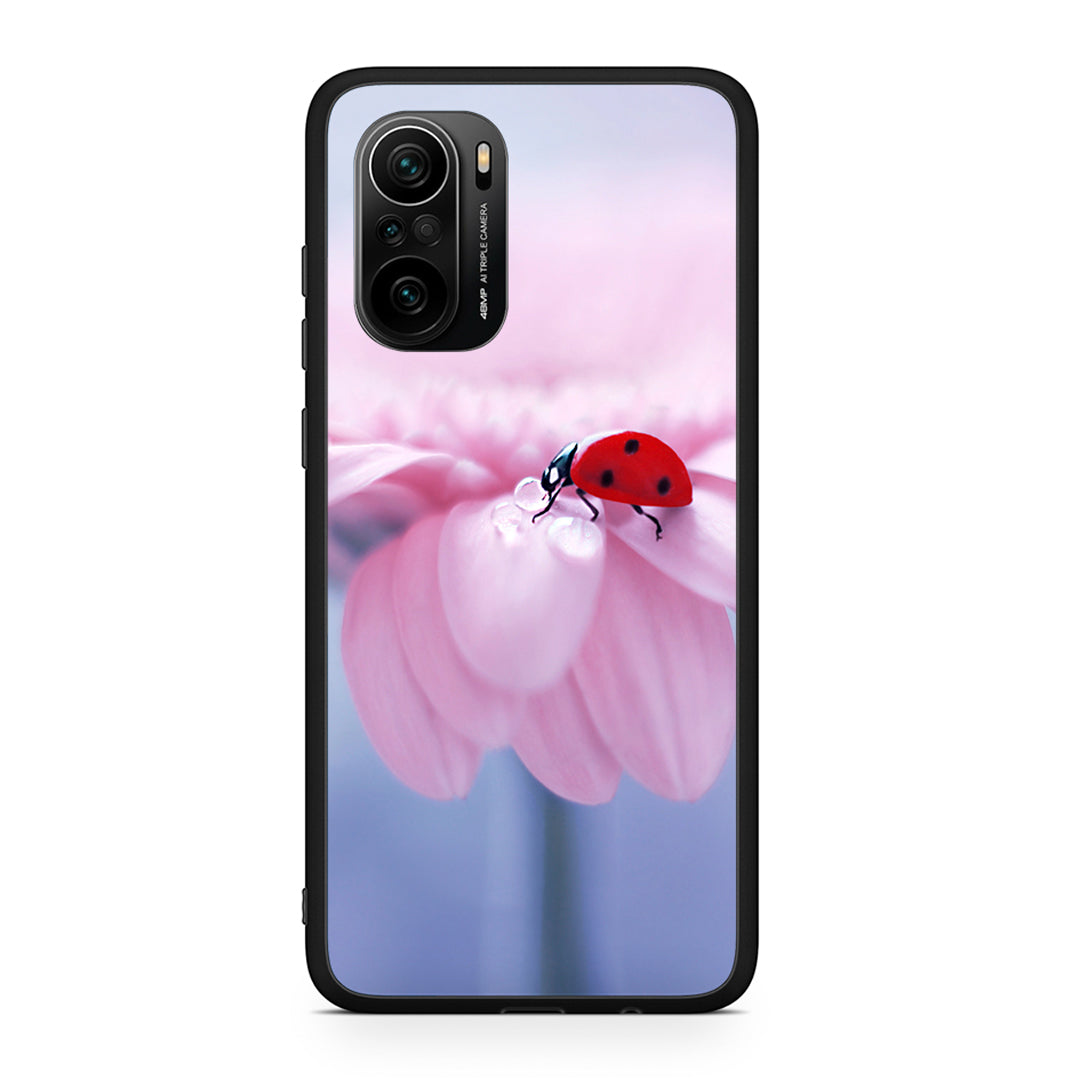 Xiaomi Mi 11i Ladybug Flower θήκη από τη Smartfits με σχέδιο στο πίσω μέρος και μαύρο περίβλημα | Smartphone case with colorful back and black bezels by Smartfits