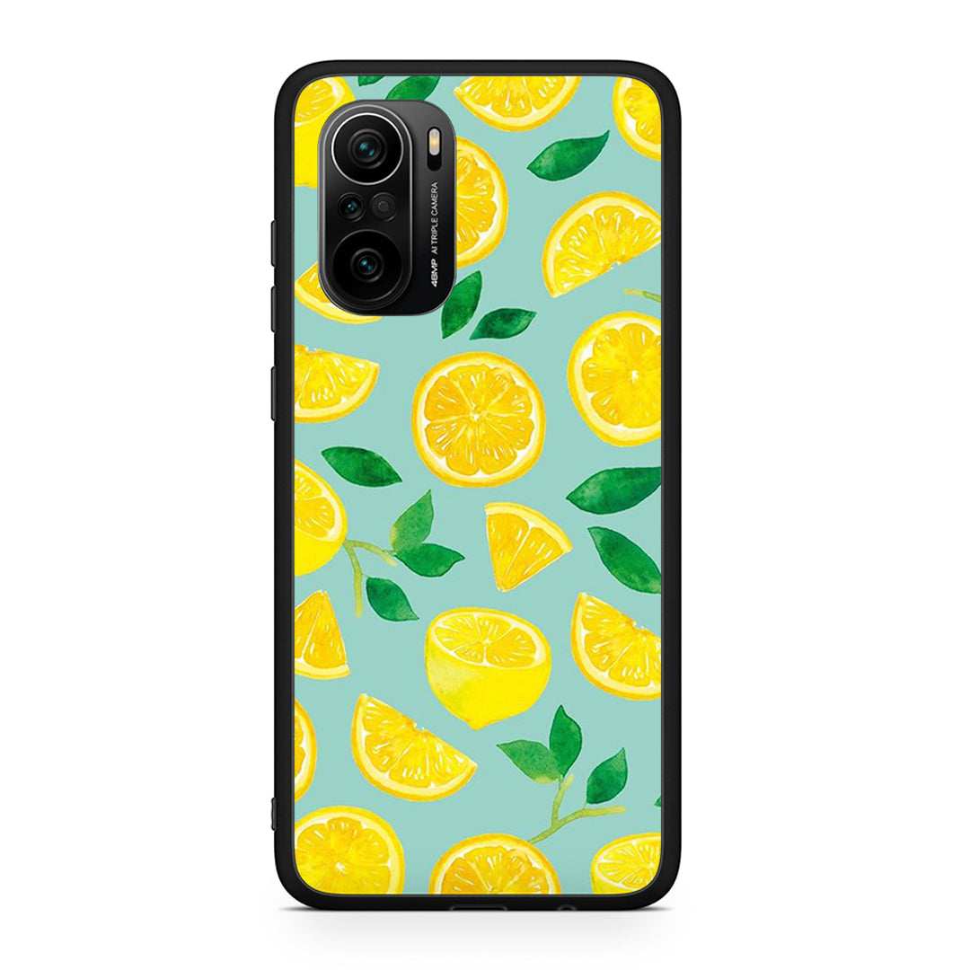 Xiaomi Poco F3 Lemons θήκη από τη Smartfits με σχέδιο στο πίσω μέρος και μαύρο περίβλημα | Smartphone case with colorful back and black bezels by Smartfits