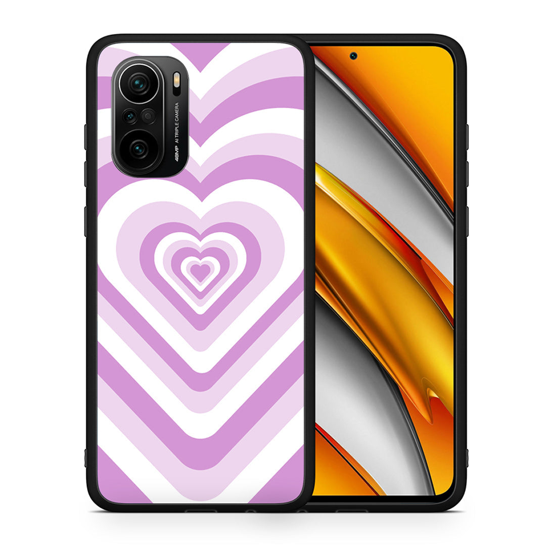 Θήκη Xiaomi Mi 11i Lilac Hearts από τη Smartfits με σχέδιο στο πίσω μέρος και μαύρο περίβλημα | Xiaomi Mi 11i Lilac Hearts case with colorful back and black bezels