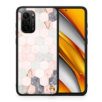 Thumbnail for Θήκη Xiaomi Poco F3 Hexagon Pink Marble από τη Smartfits με σχέδιο στο πίσω μέρος και μαύρο περίβλημα | Xiaomi Poco F3 Hexagon Pink Marble case with colorful back and black bezels