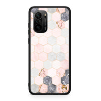 Thumbnail for Xiaomi Poco F3 Hexagon Pink Marble θήκη από τη Smartfits με σχέδιο στο πίσω μέρος και μαύρο περίβλημα | Smartphone case with colorful back and black bezels by Smartfits