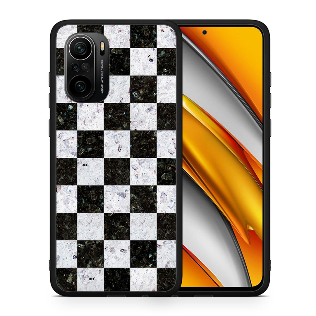 Θήκη Xiaomi Poco F3 Square Geometric Marble από τη Smartfits με σχέδιο στο πίσω μέρος και μαύρο περίβλημα | Xiaomi Poco F3 Square Geometric Marble case with colorful back and black bezels