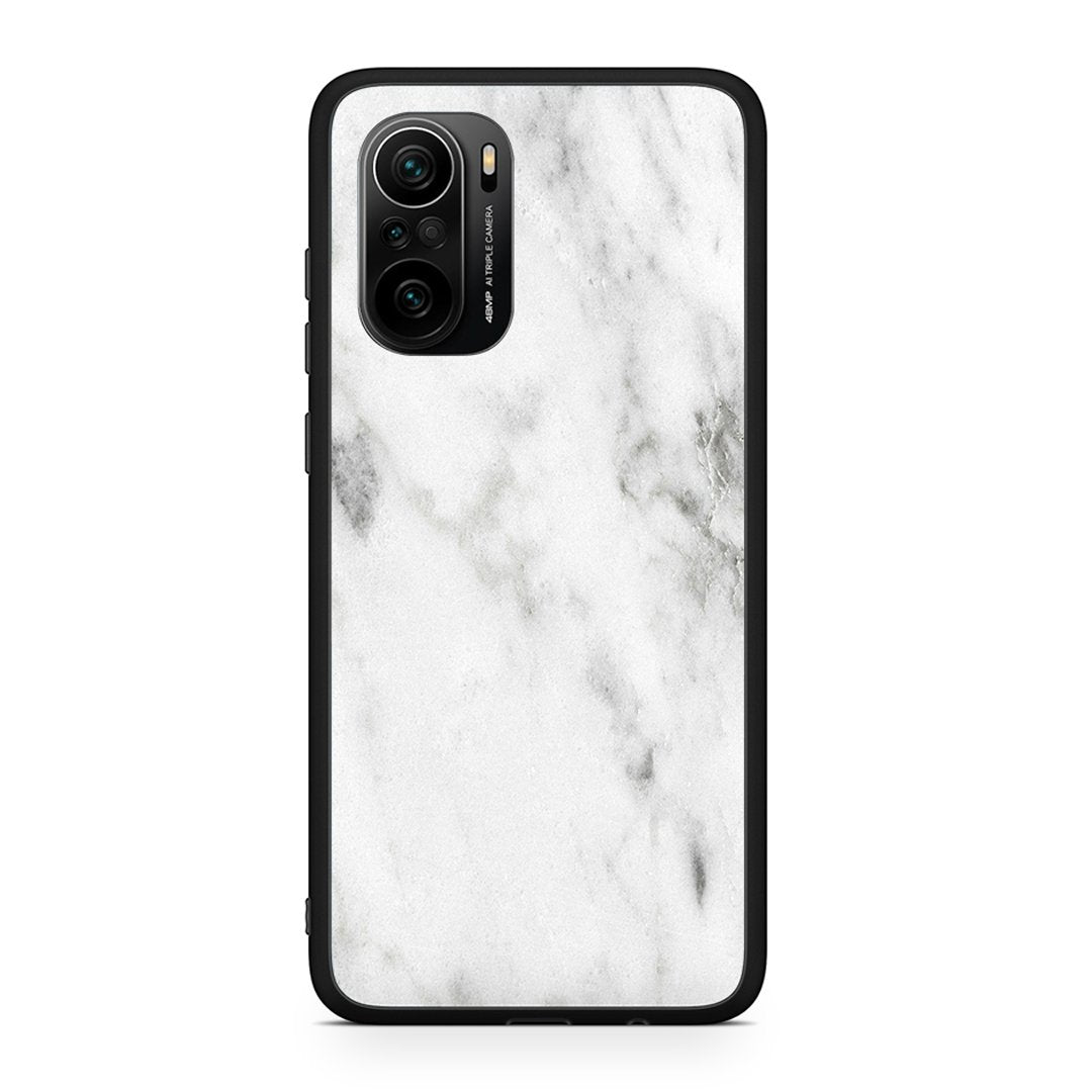 Xiaomi Poco F3 White marble θήκη από τη Smartfits με σχέδιο στο πίσω μέρος και μαύρο περίβλημα | Smartphone case with colorful back and black bezels by Smartfits