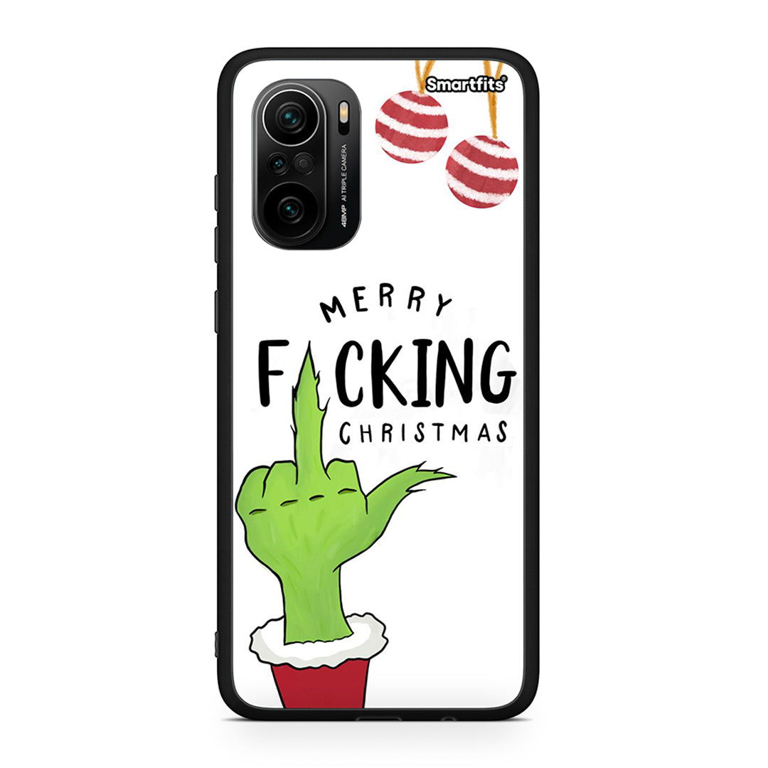 Xiaomi Poco F3 Merry F Xmas θήκη από τη Smartfits με σχέδιο στο πίσω μέρος και μαύρο περίβλημα | Smartphone case with colorful back and black bezels by Smartfits