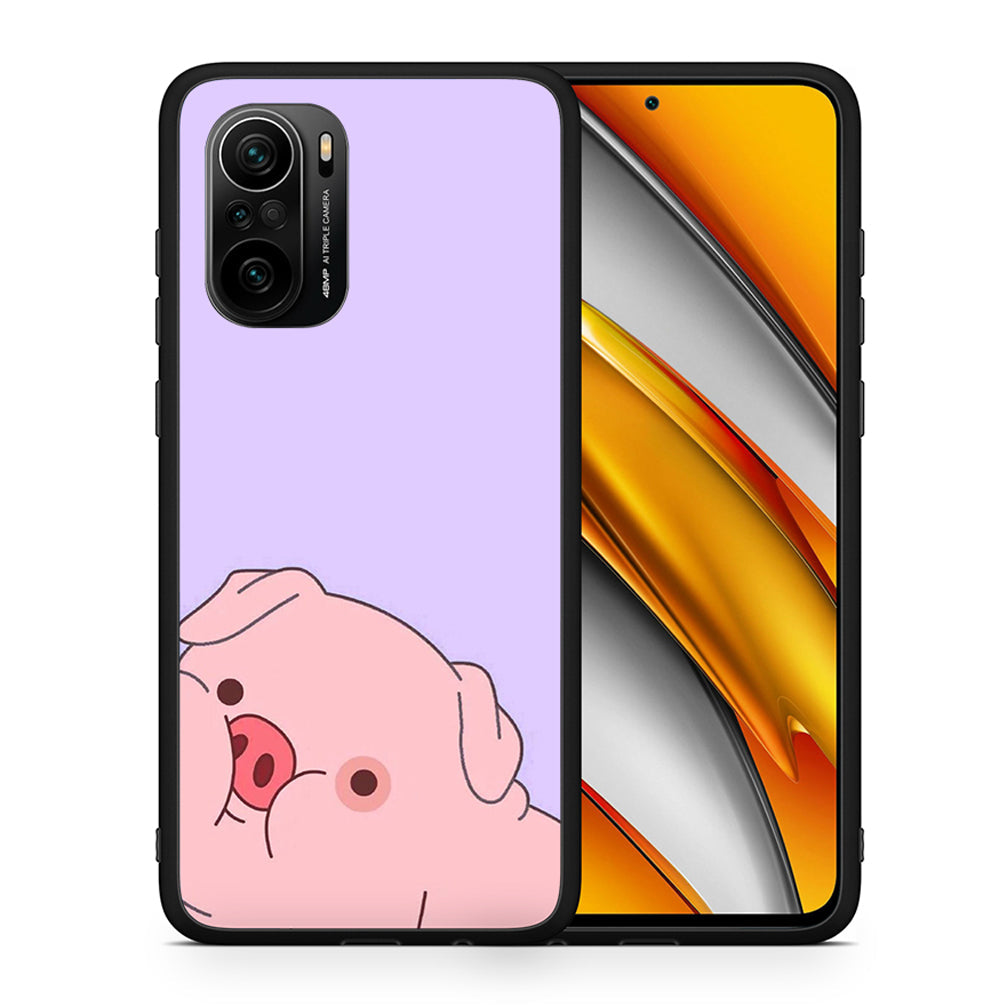 Θήκη Αγίου Βαλεντίνου Xiaomi Poco F3 Pig Love 2 από τη Smartfits με σχέδιο στο πίσω μέρος και μαύρο περίβλημα | Xiaomi Poco F3 Pig Love 2 case with colorful back and black bezels
