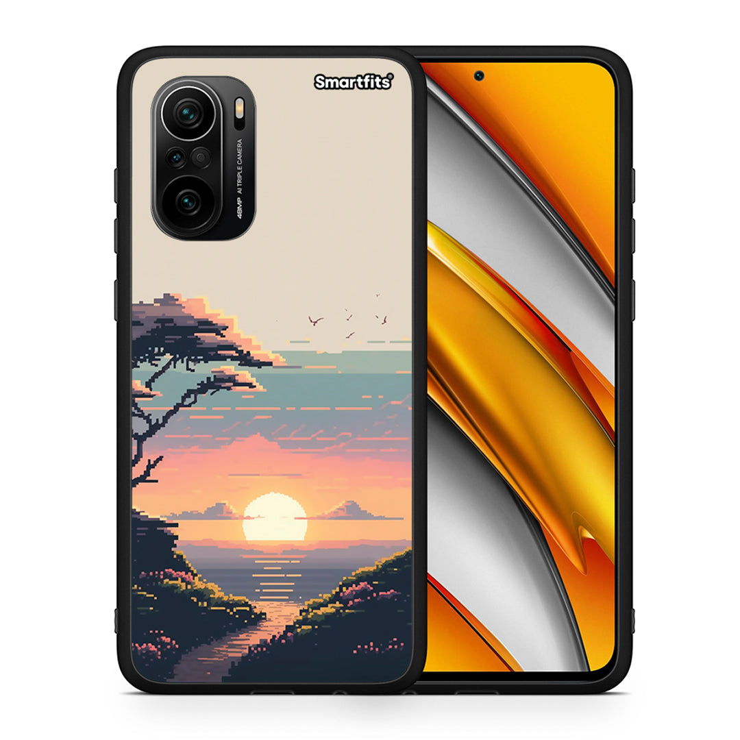 Θήκη Xiaomi Mi 11i Pixel Sunset από τη Smartfits με σχέδιο στο πίσω μέρος και μαύρο περίβλημα | Xiaomi Mi 11i Pixel Sunset case with colorful back and black bezels