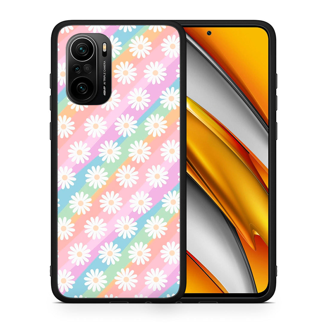 Θήκη Xiaomi Mi 11i White Daisies από τη Smartfits με σχέδιο στο πίσω μέρος και μαύρο περίβλημα | Xiaomi Mi 11i White Daisies case with colorful back and black bezels