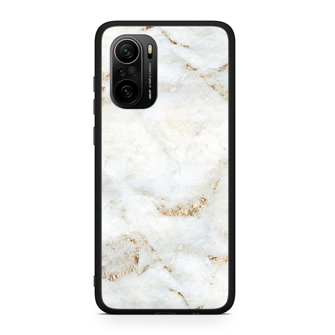 Xiaomi Poco F3 White Gold Marble θήκη από τη Smartfits με σχέδιο στο πίσω μέρος και μαύρο περίβλημα | Smartphone case with colorful back and black bezels by Smartfits