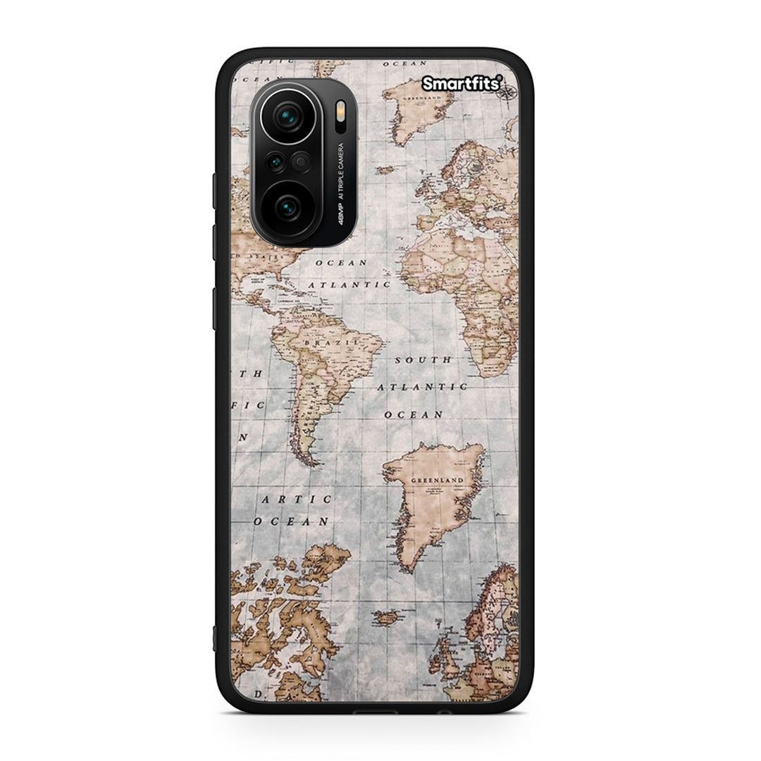 Xiaomi Mi 11i World Map Θήκη από τη Smartfits με σχέδιο στο πίσω μέρος και μαύρο περίβλημα | Smartphone case with colorful back and black bezels by Smartfits