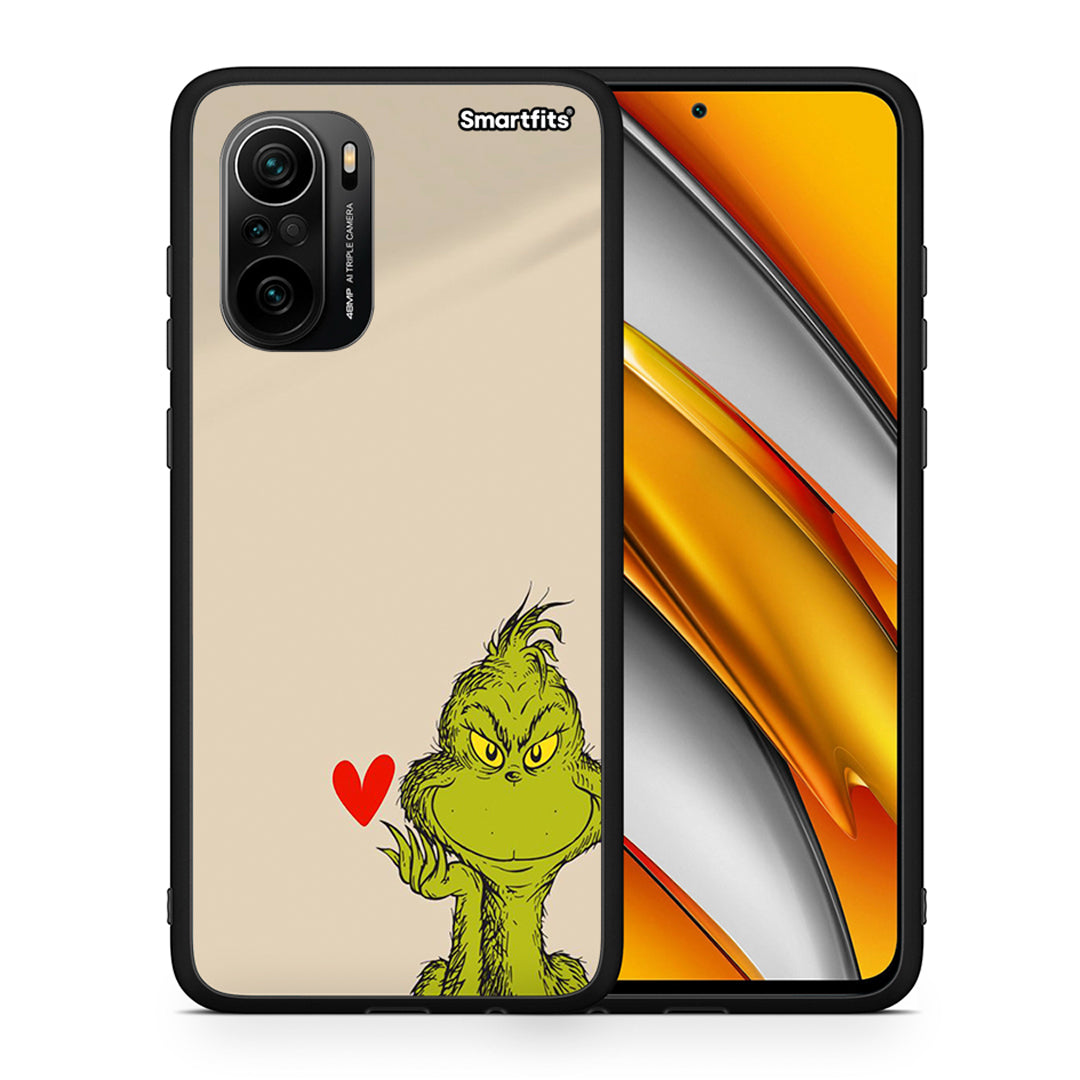 Θήκη Xiaomi Poco F3 Xmas Grinch από τη Smartfits με σχέδιο στο πίσω μέρος και μαύρο περίβλημα | Xiaomi Poco F3 Xmas Grinch case with colorful back and black bezels