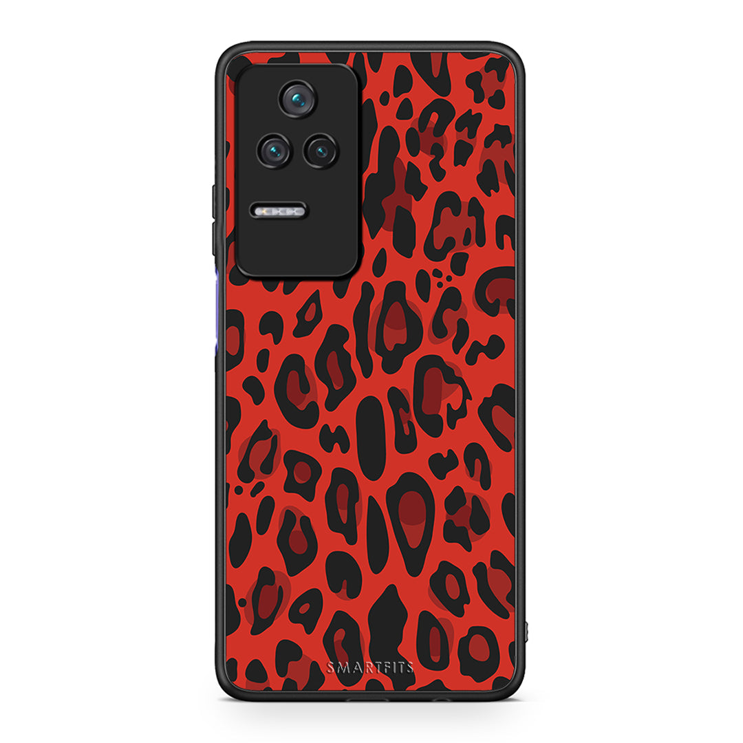 4 - Xiaomi Poco F4 / Redmi K40S Red Leopard Animal case, cover, bumper