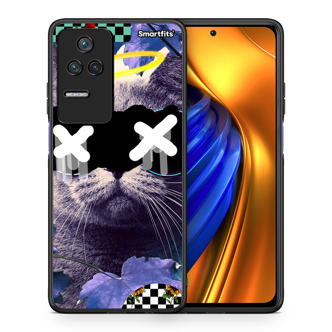 Θήκη Xiaomi Poco F4 / Redmi K40S Cat Collage από τη Smartfits με σχέδιο στο πίσω μέρος και μαύρο περίβλημα | Xiaomi Poco F4 / Redmi K40S Cat Collage case with colorful back and black bezels