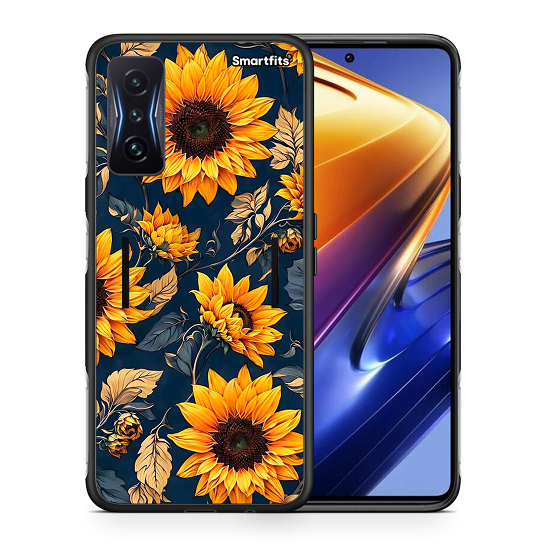 Θήκη Xiaomi Poco F4 GT Autumn Sunflowers από τη Smartfits με σχέδιο στο πίσω μέρος και μαύρο περίβλημα | Xiaomi Poco F4 GT Autumn Sunflowers case with colorful back and black bezels