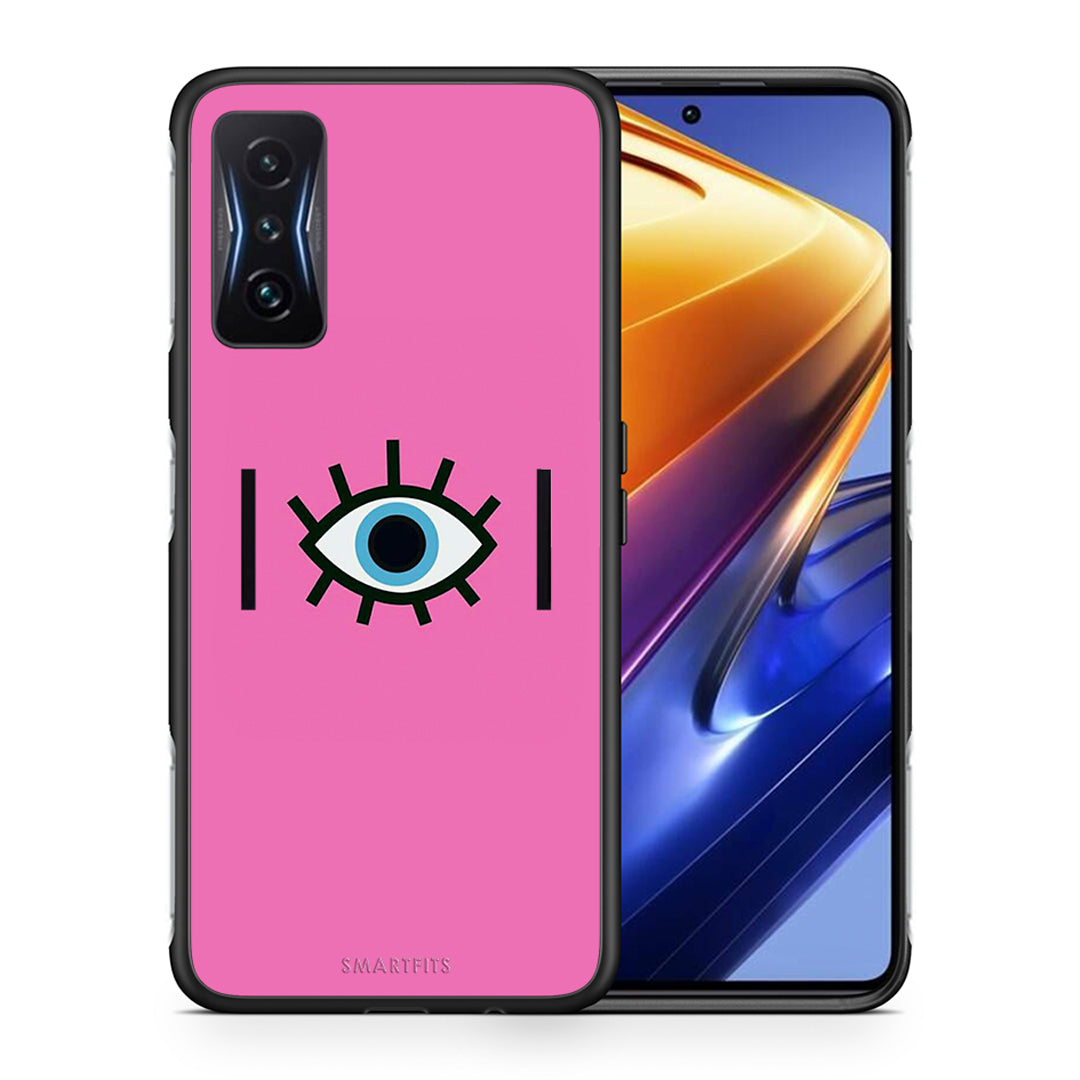 Θήκη Xiaomi Poco F4 GT Blue Eye Pink από τη Smartfits με σχέδιο στο πίσω μέρος και μαύρο περίβλημα | Xiaomi Poco F4 GT Blue Eye Pink case with colorful back and black bezels