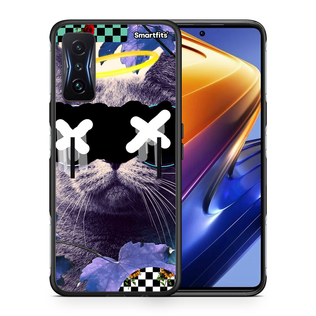 Θήκη Xiaomi Poco F4 GT Cat Collage από τη Smartfits με σχέδιο στο πίσω μέρος και μαύρο περίβλημα | Xiaomi Poco F4 GT Cat Collage case with colorful back and black bezels