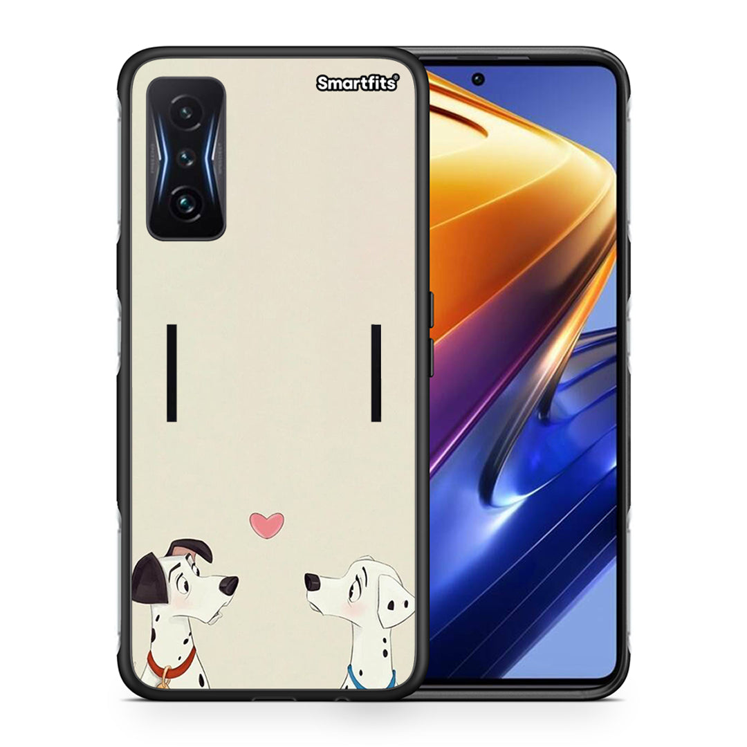 Θήκη Xiaomi Poco F4 GT Dalmatians Love από τη Smartfits με σχέδιο στο πίσω μέρος και μαύρο περίβλημα | Xiaomi Poco F4 GT Dalmatians Love case with colorful back and black bezels