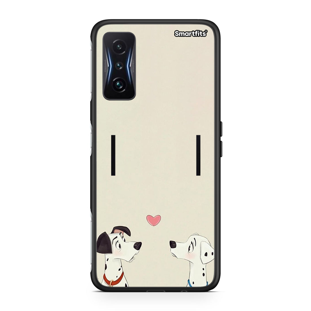 Xiaomi Poco F4 GT Dalmatians Love θήκη από τη Smartfits με σχέδιο στο πίσω μέρος και μαύρο περίβλημα | Smartphone case with colorful back and black bezels by Smartfits