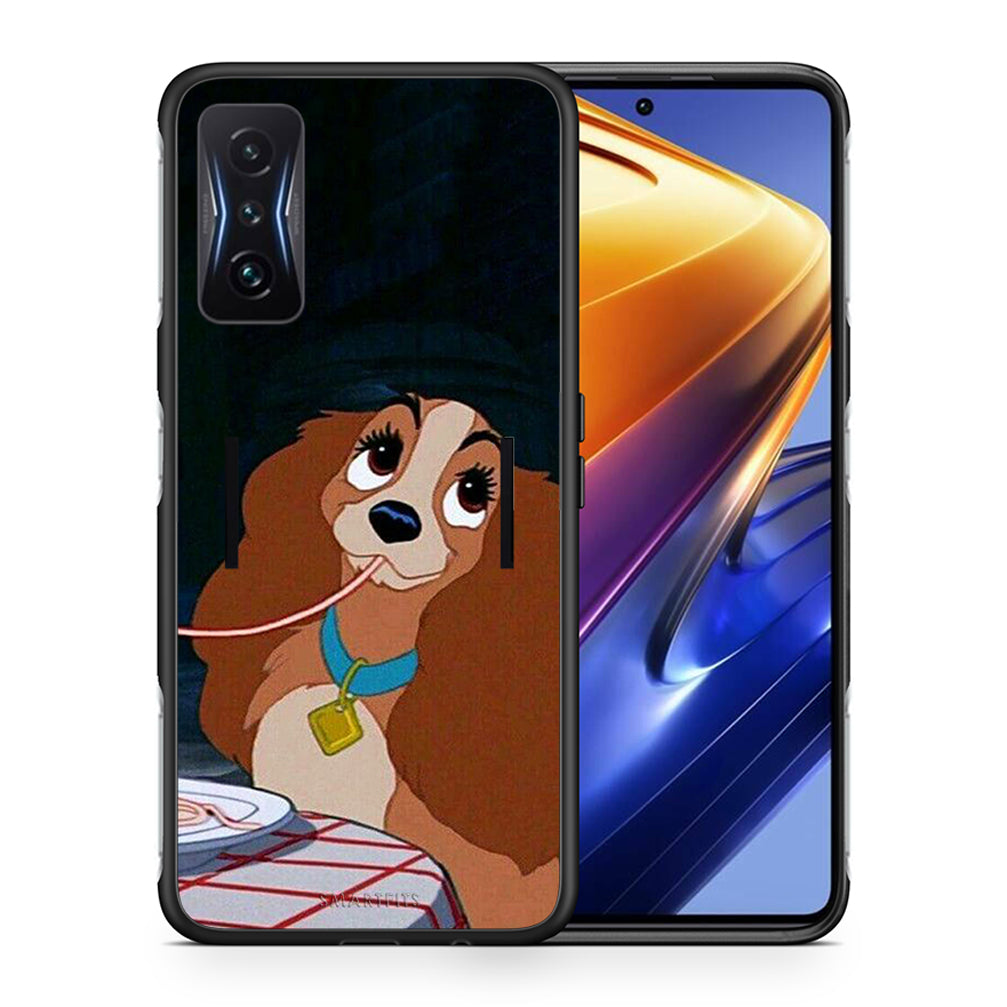 Θήκη Αγίου Βαλεντίνου Xiaomi Poco F4 GT Lady And Tramp 2 από τη Smartfits με σχέδιο στο πίσω μέρος και μαύρο περίβλημα | Xiaomi Poco F4 GT Lady And Tramp 2 case with colorful back and black bezels