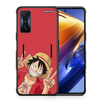 Thumbnail for Θήκη Xiaomi Poco F4 GT Pirate Luffy από τη Smartfits με σχέδιο στο πίσω μέρος και μαύρο περίβλημα | Xiaomi Poco F4 GT Pirate Luffy case with colorful back and black bezels