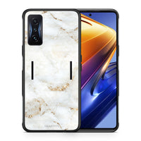 Thumbnail for Θήκη Xiaomi Poco F4 GT White Gold Marble από τη Smartfits με σχέδιο στο πίσω μέρος και μαύρο περίβλημα | Xiaomi Poco F4 GT White Gold Marble case with colorful back and black bezels