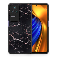 Thumbnail for Θήκη Xiaomi Poco F4 / Redmi K40S Black Rosegold Marble από τη Smartfits με σχέδιο στο πίσω μέρος και μαύρο περίβλημα | Xiaomi Poco F4 / Redmi K40S Black Rosegold Marble case with colorful back and black bezels