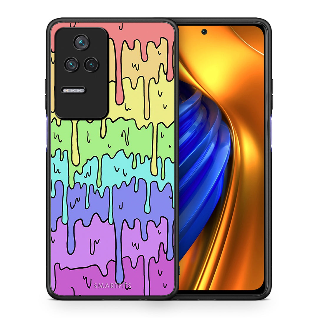 Θήκη Xiaomi Poco F4 / Redmi K40S Melting Rainbow από τη Smartfits με σχέδιο στο πίσω μέρος και μαύρο περίβλημα | Xiaomi Poco F4 / Redmi K40S Melting Rainbow case with colorful back and black bezels