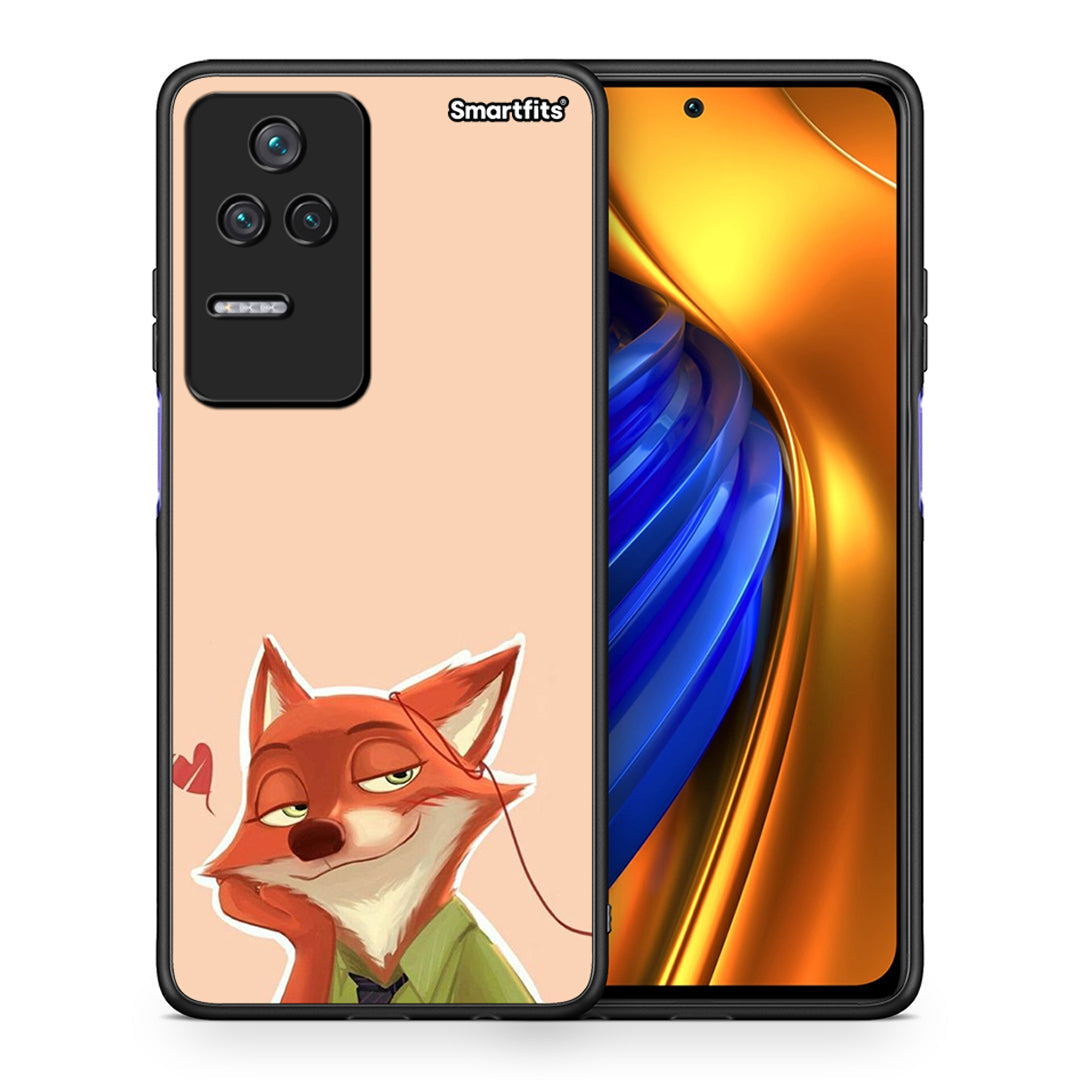 Θήκη Xiaomi Poco F4 / Redmi K40S Nick Wilde And Judy Hopps Love 1 από τη Smartfits με σχέδιο στο πίσω μέρος και μαύρο περίβλημα | Xiaomi Poco F4 / Redmi K40S Nick Wilde And Judy Hopps Love 1 case with colorful back and black bezels