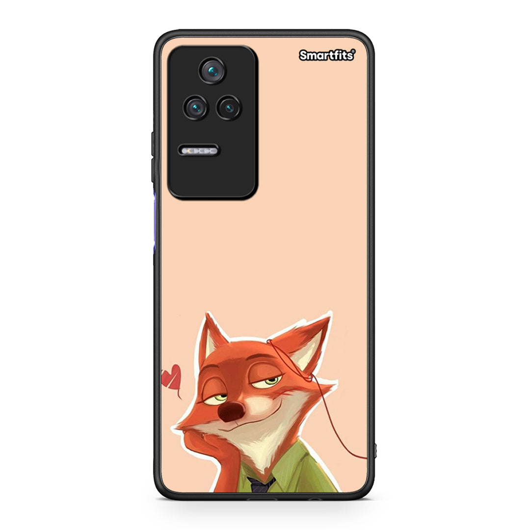 Xiaomi Poco F4 / Redmi K40S Nick Wilde And Judy Hopps Love 1 θήκη από τη Smartfits με σχέδιο στο πίσω μέρος και μαύρο περίβλημα | Smartphone case with colorful back and black bezels by Smartfits