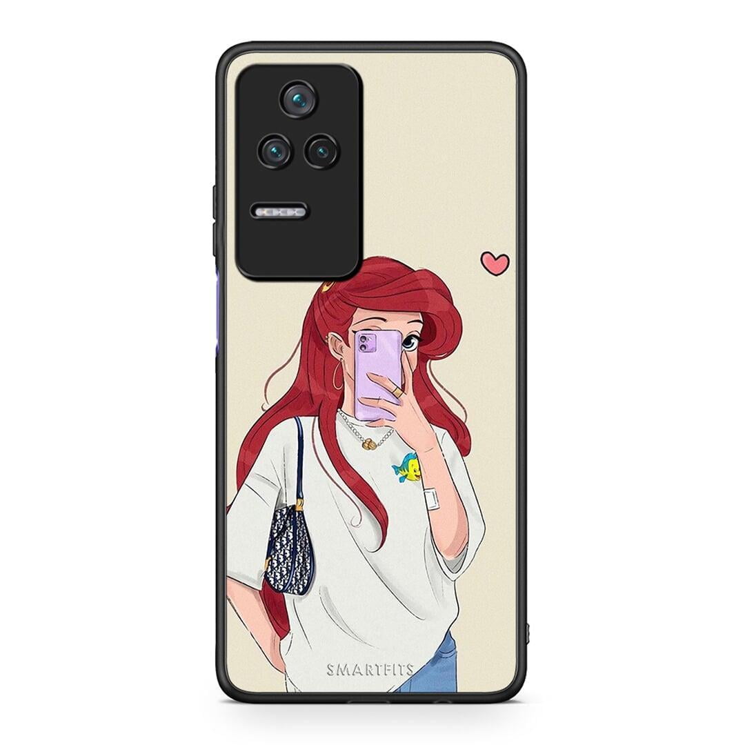 Xiaomi Poco F4 / Redmi K40S Walking Mermaid Θήκη από τη Smartfits με σχέδιο στο πίσω μέρος και μαύρο περίβλημα | Smartphone case with colorful back and black bezels by Smartfits