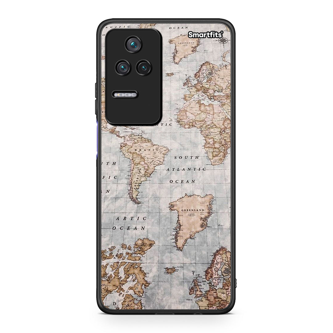 Xiaomi Poco F4 / Redmi K40S World Map θήκη από τη Smartfits με σχέδιο στο πίσω μέρος και μαύρο περίβλημα | Smartphone case with colorful back and black bezels by Smartfits