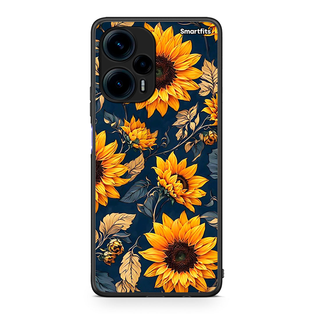 Θήκη Xiaomi Poco F5 5G Autumn Sunflowers από τη Smartfits με σχέδιο στο πίσω μέρος και μαύρο περίβλημα | Xiaomi Poco F5 5G Autumn Sunflowers Case with Colorful Back and Black Bezels