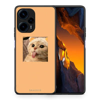 Thumbnail for Θήκη Xiaomi Poco F5 5G Cat Tongue από τη Smartfits με σχέδιο στο πίσω μέρος και μαύρο περίβλημα | Xiaomi Poco F5 5G Cat Tongue Case with Colorful Back and Black Bezels