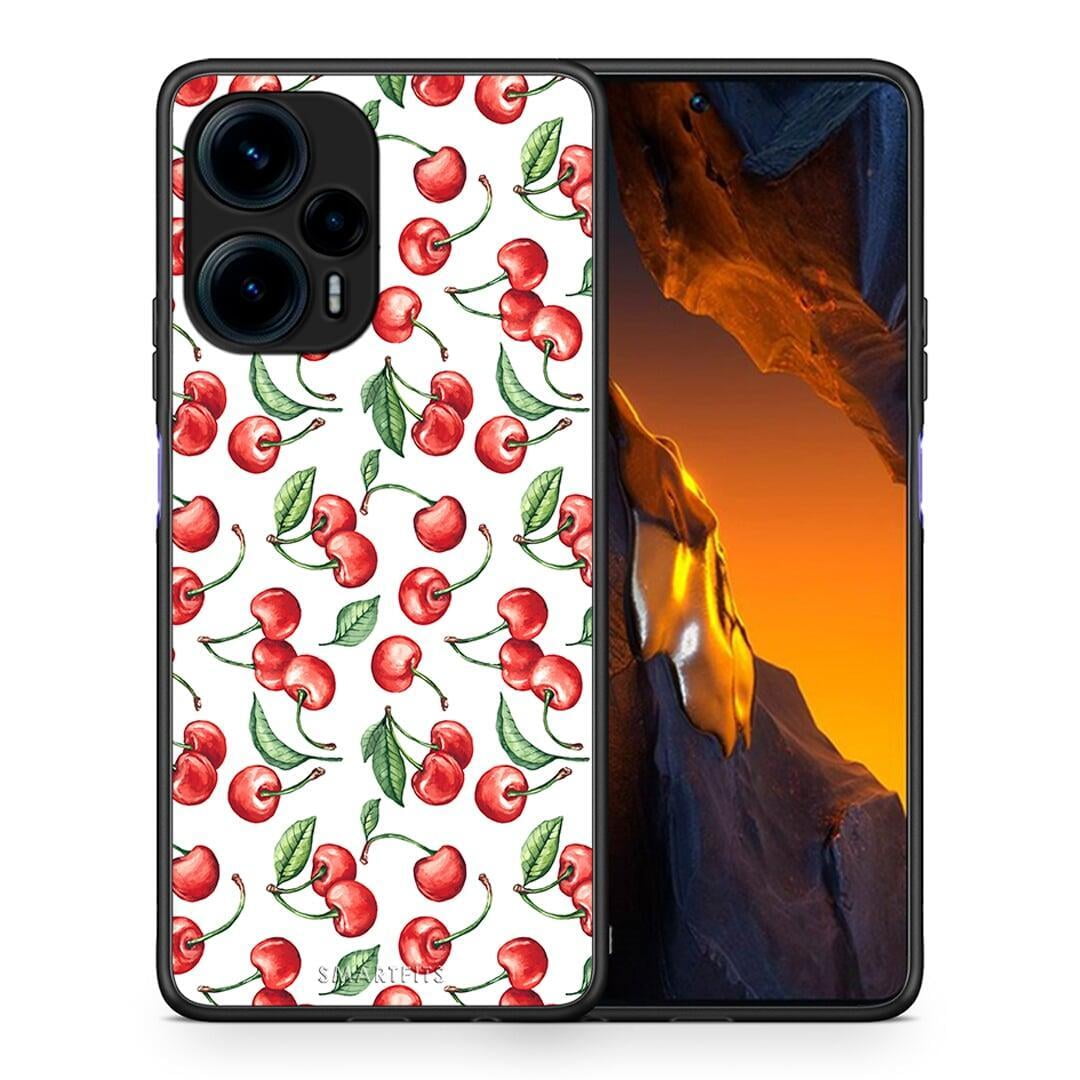 Θήκη Xiaomi Poco F5 5G Cherry Summer από τη Smartfits με σχέδιο στο πίσω μέρος και μαύρο περίβλημα | Xiaomi Poco F5 5G Cherry Summer Case with Colorful Back and Black Bezels