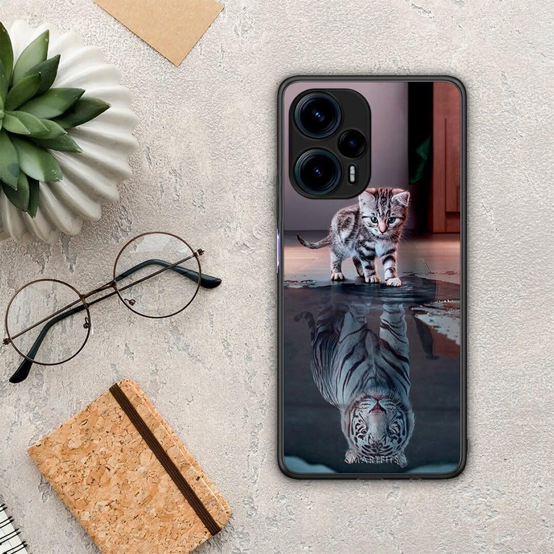 Θήκη Xiaomi Poco F5 5G Cute Tiger από τη Smartfits με σχέδιο στο πίσω μέρος και μαύρο περίβλημα | Xiaomi Poco F5 5G Cute Tiger Case with Colorful Back and Black Bezels