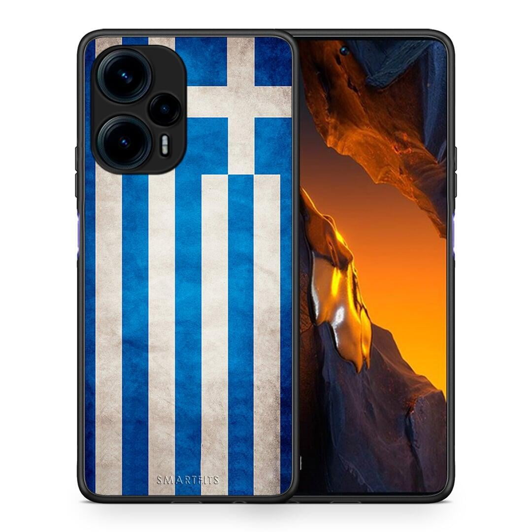 Θήκη Xiaomi Poco F5 5G Flag Greek από τη Smartfits με σχέδιο στο πίσω μέρος και μαύρο περίβλημα | Xiaomi Poco F5 5G Flag Greek Case with Colorful Back and Black Bezels