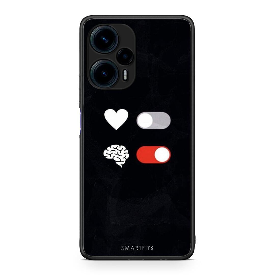 Θήκη Xiaomi Poco F5 5G Heart Vs Brain από τη Smartfits με σχέδιο στο πίσω μέρος και μαύρο περίβλημα | Xiaomi Poco F5 5G Heart Vs Brain Case with Colorful Back and Black Bezels